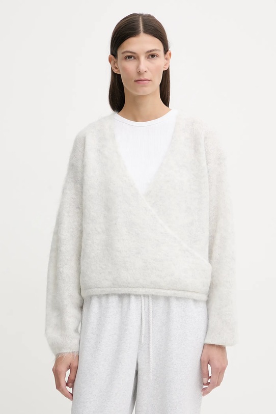 American Vintage sweter z dodatkiem wełny szpic szary NUN18D