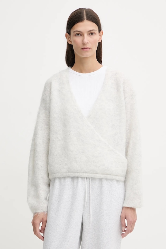 American Vintage sweter z dodatkiem wełny szpic szary NUN18D