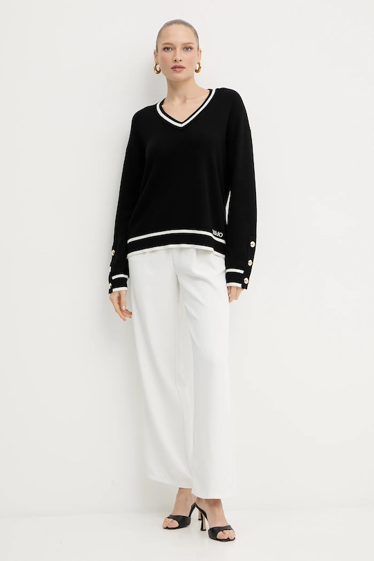 Svetr z hedvábné směsi Liu Jo TF5229.MS59L černá AW25