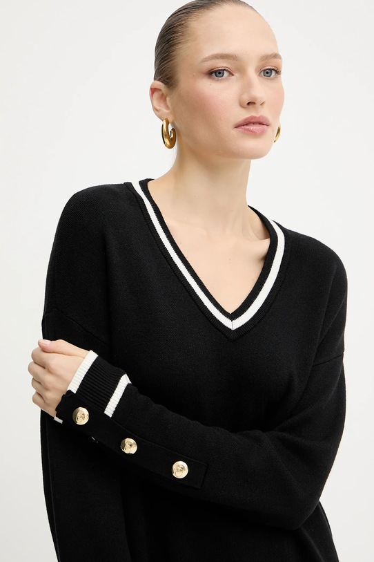 Svetr z hedvábné směsi Liu Jo černá TF5229.MS59L