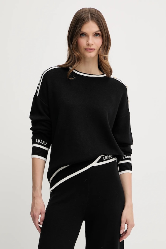 Liu Jo sweter z domieszką jedwabiu pozostałe czarny TF5230.MS59L