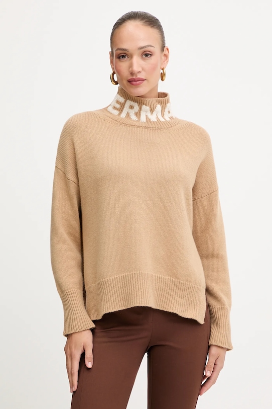Μάλλινο πουλόβερ Ermanno Scervino απλικέ μπεζ 57TM027EO1