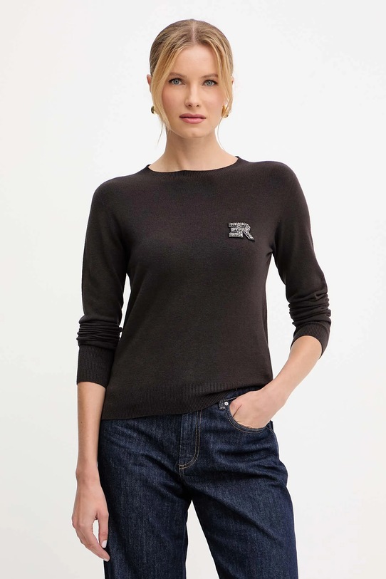 Ermanno Scervino sweter aplikacja brązowy 57TM047EP2