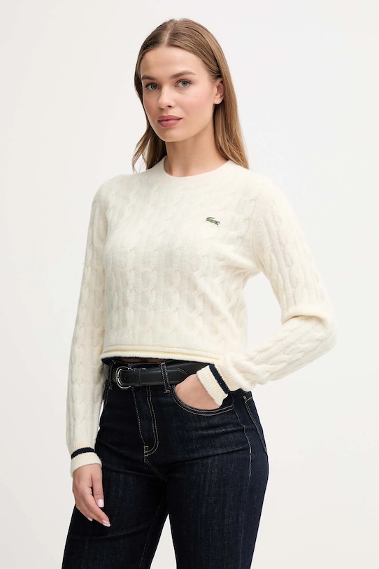Lacoste maglione con lana medio spessore beige AF4159