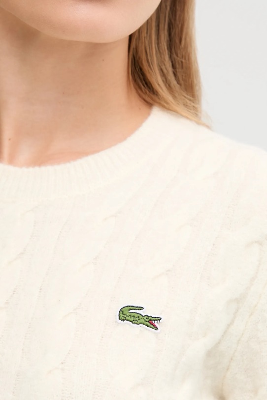 Lacoste sweter z dodatkiem wełny AF4159 beżowy