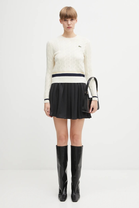 Lacoste sweter z dodatkiem wełny AF4159 beżowy