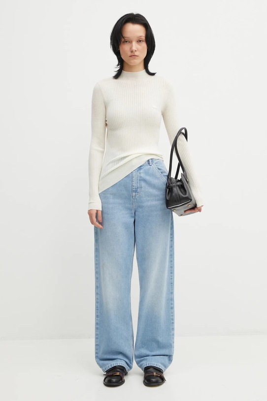 Lacoste pulover de lână AF4189 bej