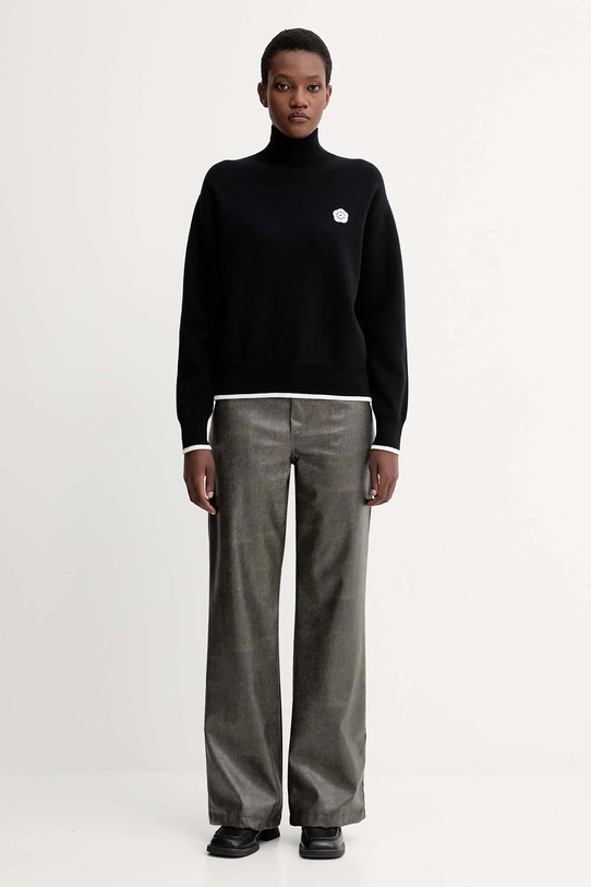 Kenzo sweter z dodatkiem wełny FF62PU7183LF czarny AW25