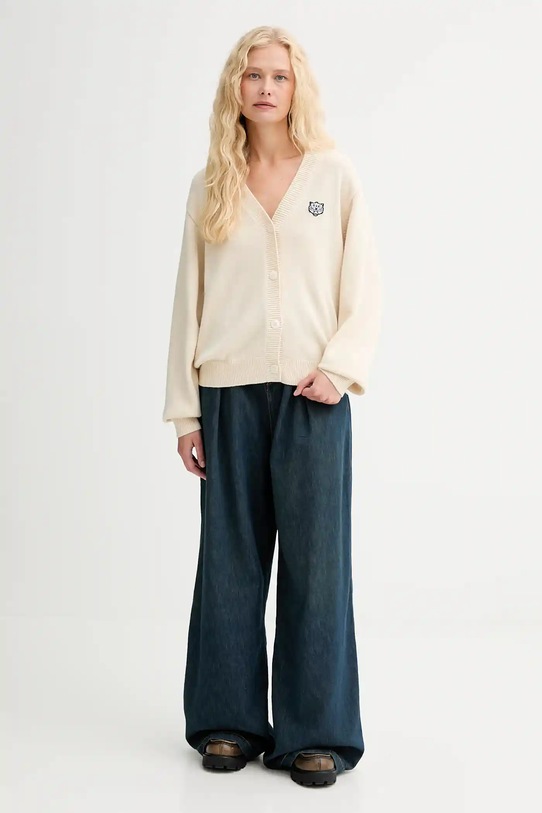 Kenzo cardigan de lână FF62CA7123LI bej AW25