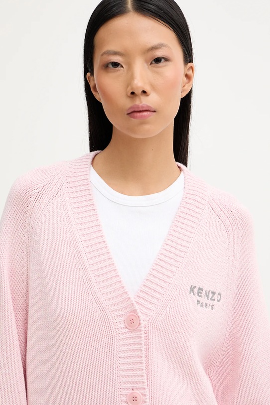 Kenzo kardigan z dodatkiem wełny różowy FF62CA7143LA