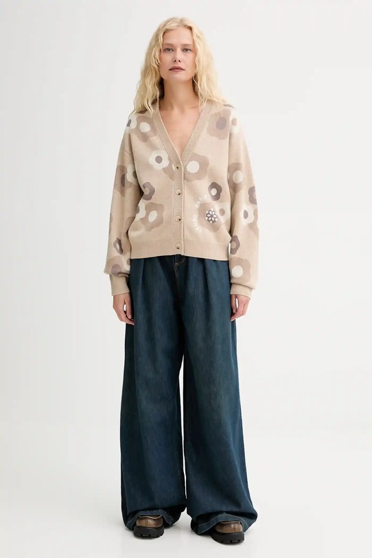 Μάλλινη μπλουζα Kenzo FF62CA7023CR μπεζ AW25