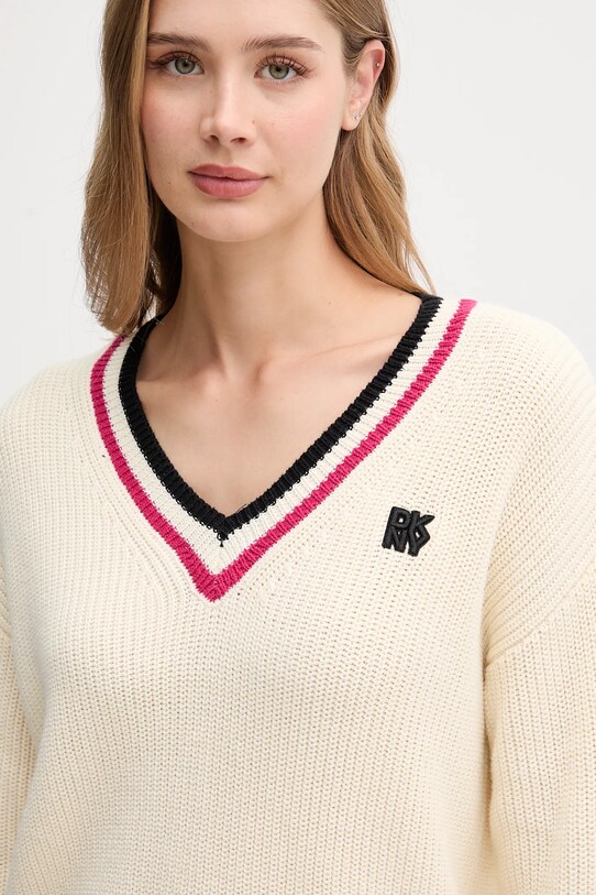 Dkny sweter bawełniany beżowy DJ5R0730