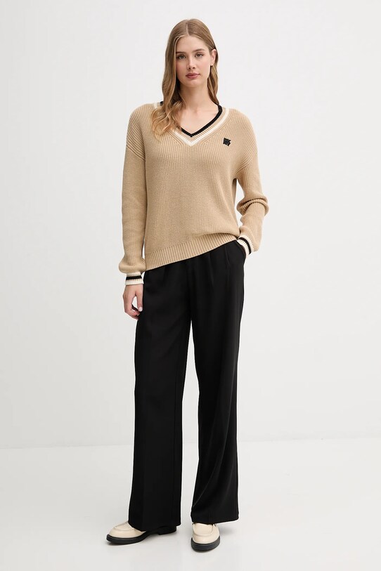 Dkny sweter bawełniany DJ5R0730 beżowy AW25