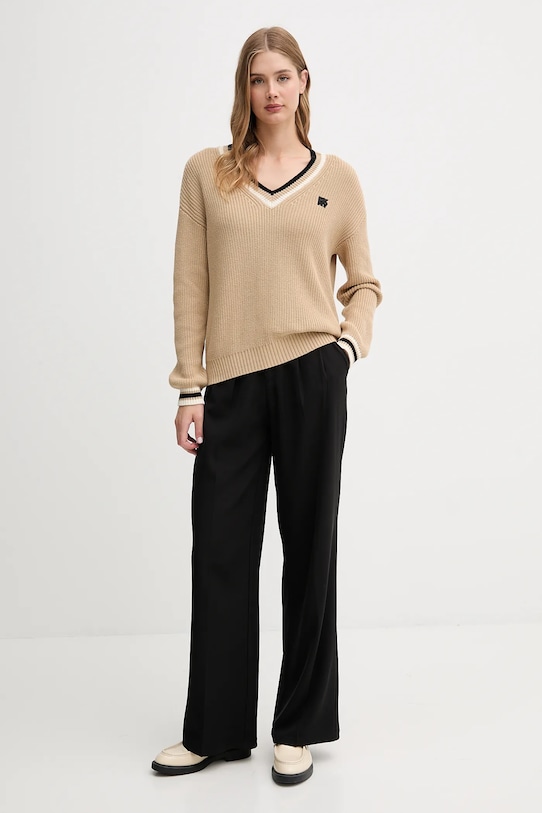 Dkny pulover de bumbac DJ5R0730 bej AW25