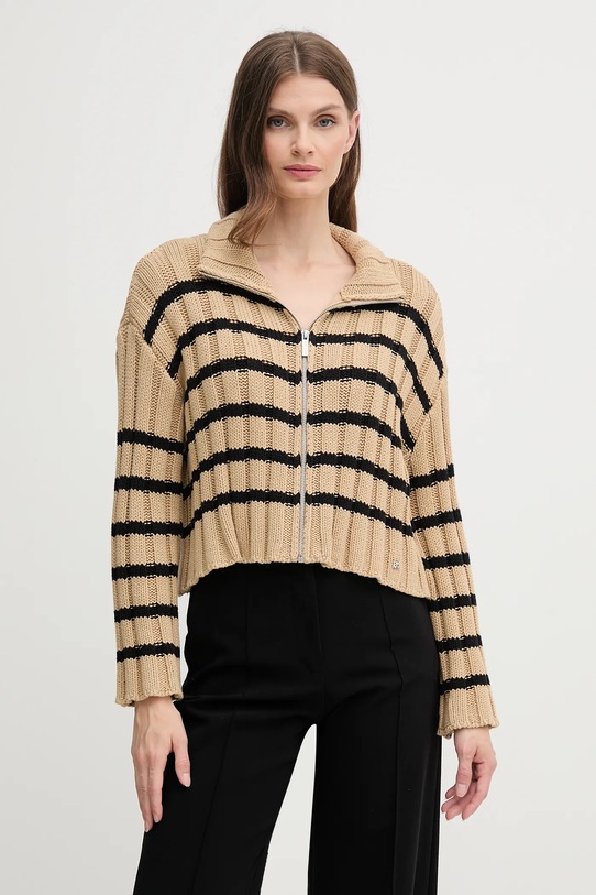 Памучна жилетка Dkny памук зелен DJ5R0614