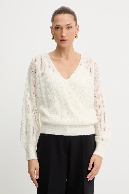 Guess sweter z dodatkiem wełny IZABELLA szpic beżowy W5BR90.Z3HQ0