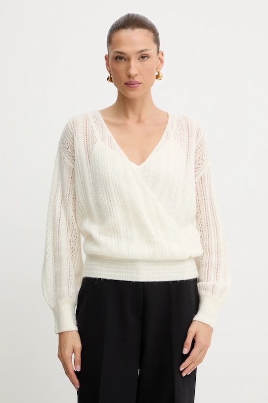 Guess sweter z dodatkiem wełny IZABELLA szpic beżowy W5BR90.Z3HQ0