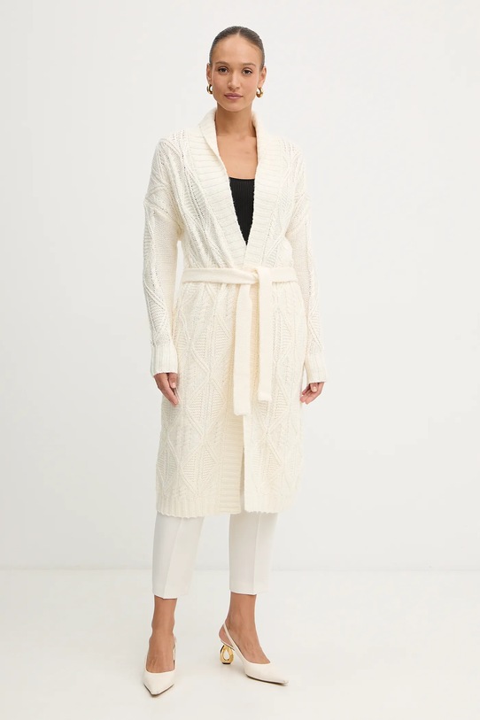 Kardigan s příměsí vlny Guess NATHALIE V výstřih béžová W5BR76.Z4152