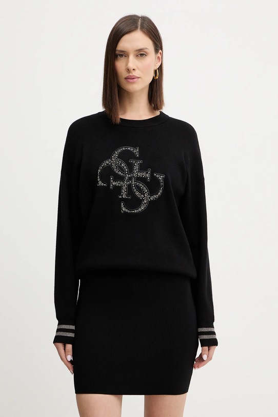 Guess pulover SYLVIE subtiri negru W5BR42.Z26I2