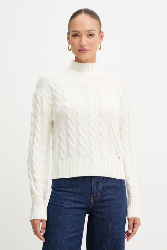 Πουλόβερ με προσθήκη μαλλιού Guess ELSA μεσαίου πάχους μπεζ W5BR30.Z1192