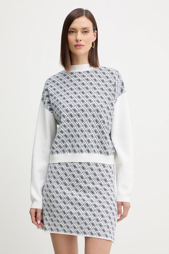 Guess pulover din amestec de lână AUBREY grosime medie bej W5BR23.Z3JD2