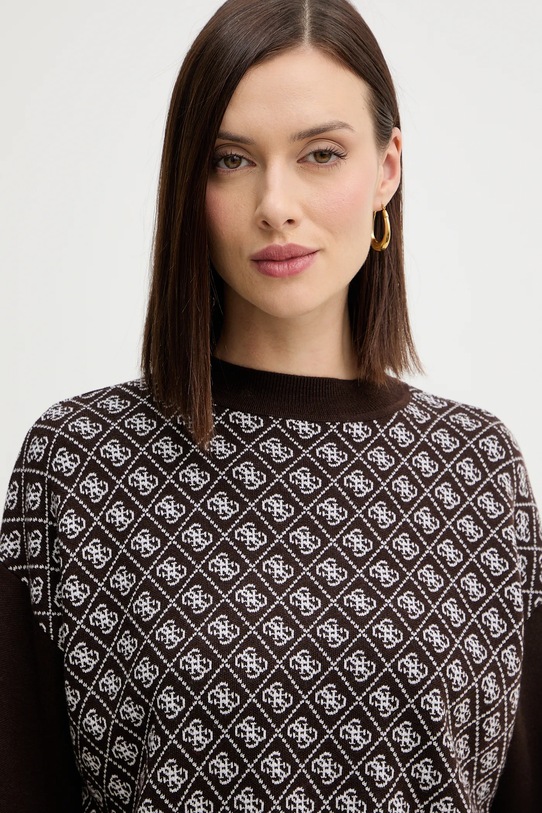 Guess sweter z domieszką wełny AUBREY brązowy W5BR23.Z3JD2