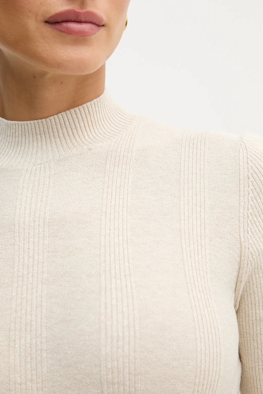 Sisley sweter z dodatkiem wełny 1WH2M2025 beżowy