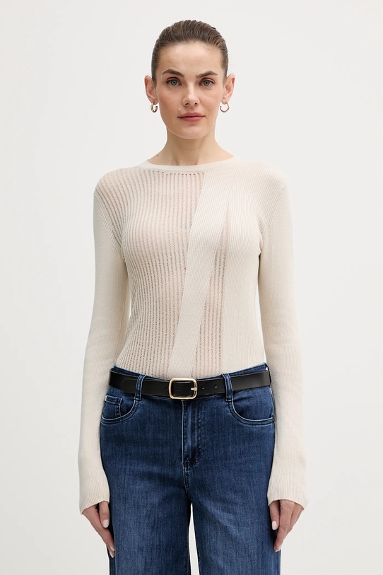 Sisley sweter bawełniany bawełna beżowy 10C1L106M