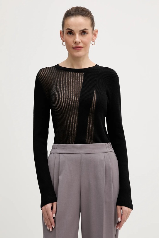 Sisley sweter bawełniany bawełna czarny 10C1L106M