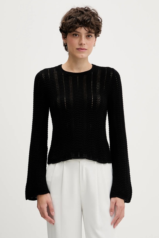 Sisley sweter bawełniany bawełna czarny 1494M106O