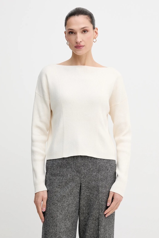 Sisley sweter z domieszką wełny z domieszką wełny beżowy 1KHTL106J
