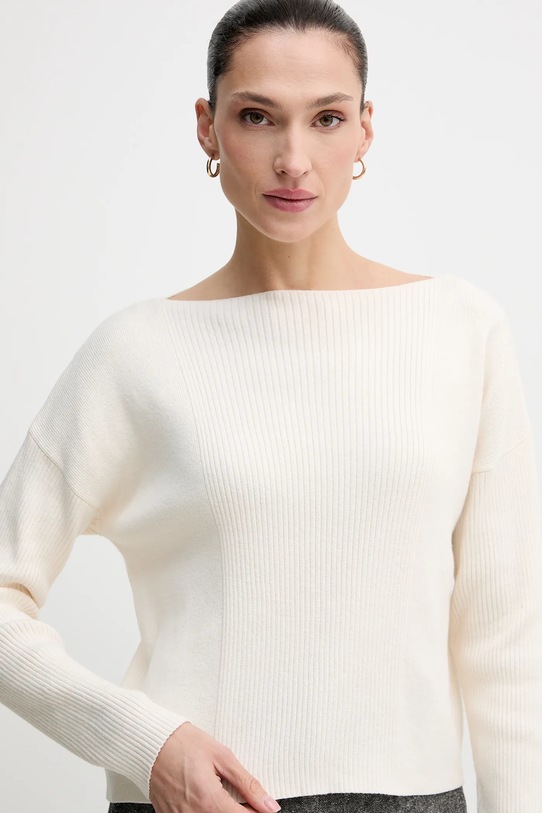 Sisley sweter z domieszką wełny beżowy 1KHTL106J
