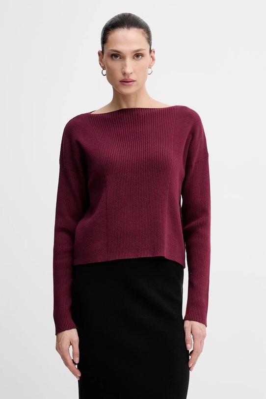 Sisley sweter z domieszką wełny z domieszką wełny bordowy 1KHTL106J