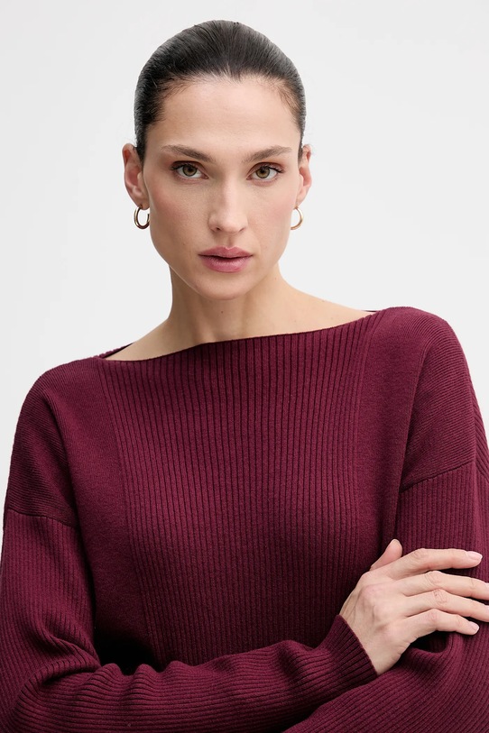 Sisley sweter z domieszką wełny bordowy 1KHTL106J