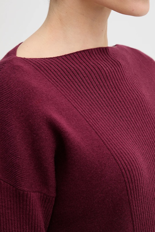 Sisley sweter z domieszką wełny 1KHTL106J bordowy