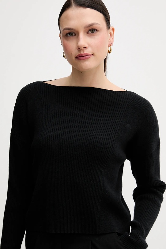 Πουλόβερ με προσθήκη μαλλιού Sisley μαύρο 1KHTL106J