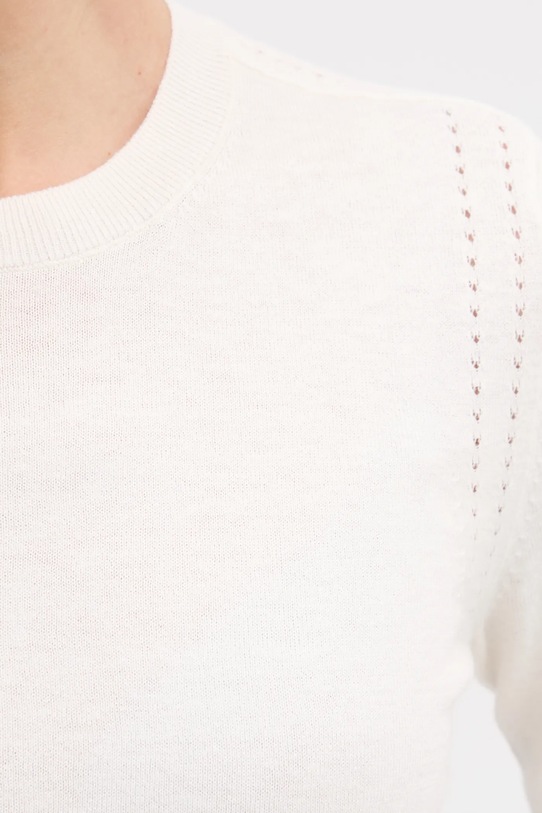 Sisley sweter z dodatkiem wełny 1SBXM106L beżowy