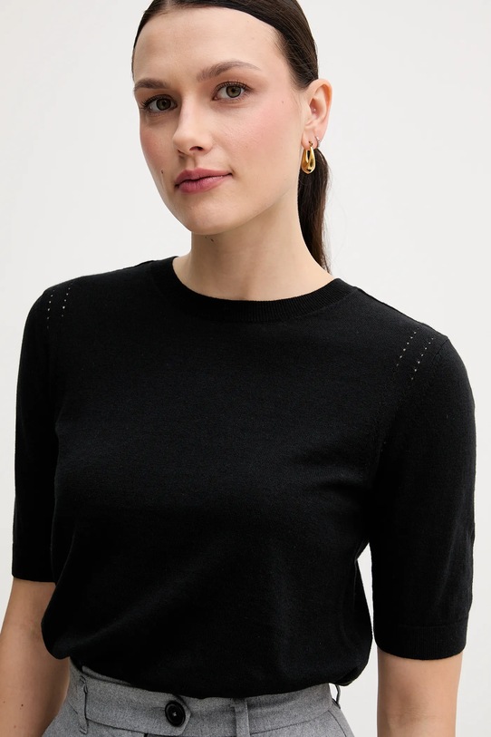 Sisley sweter z dodatkiem wełny czarny 1SBXM106L