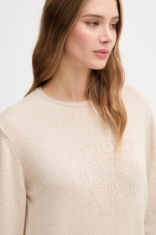 Joop! sweter z domieszką wełny beżowy 30047489