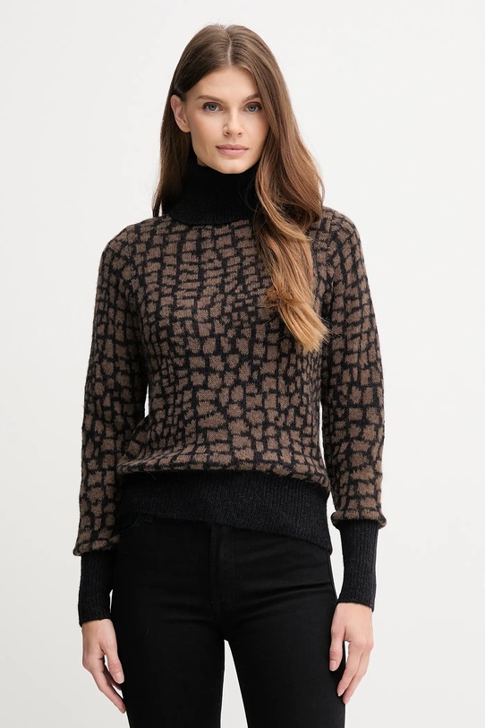 Joop! sweter z dodatkiem wełny golf brązowy 30048423