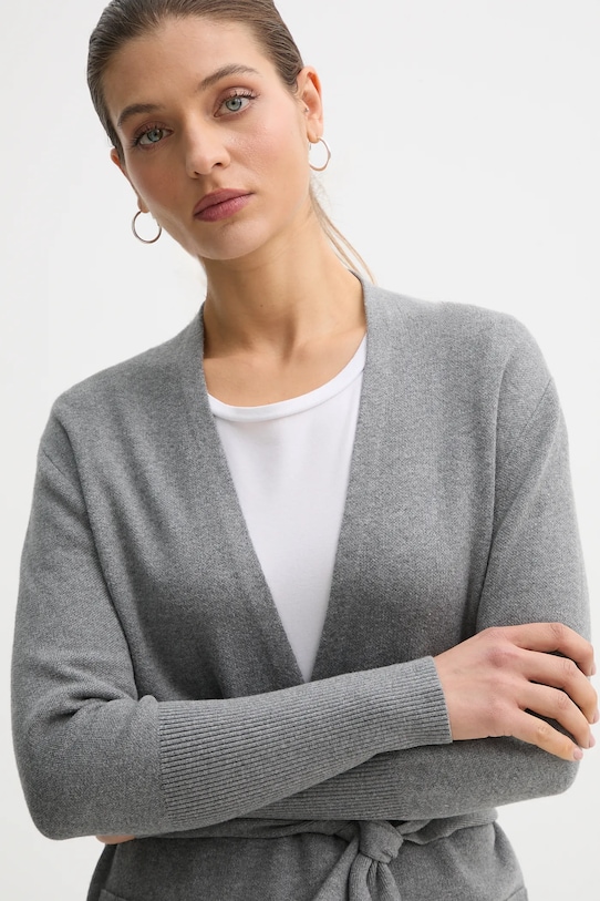 Joop! kardigan z domieszką jedwabiu szary 30048479