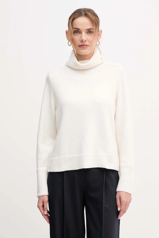 Joop! sweter z dodatkiem wełny średniej grubości beżowy 30049417