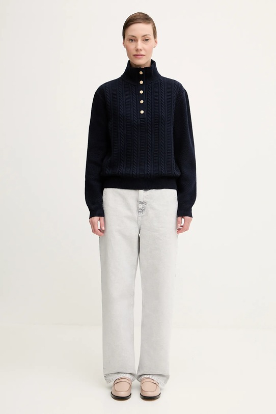 A.P.C. sweter wełniany Pull Thea WVBCZ.F23426 granatowy