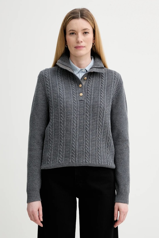 Vlněný svetr A.P.C. Pull Thea polorolák šedá WVBCZ.F23426