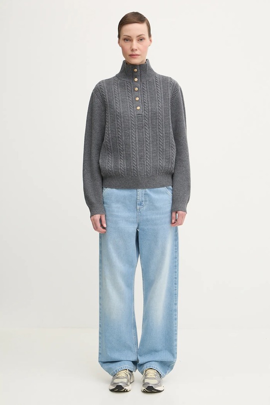 A.P.C. sweter wełniany Pull Thea WVBCZ.F23426 szary