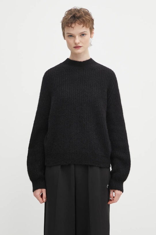 A.P.C. sweter z dodatkiem wełny Pull Emilia okrągły czarny WPABE.F23449