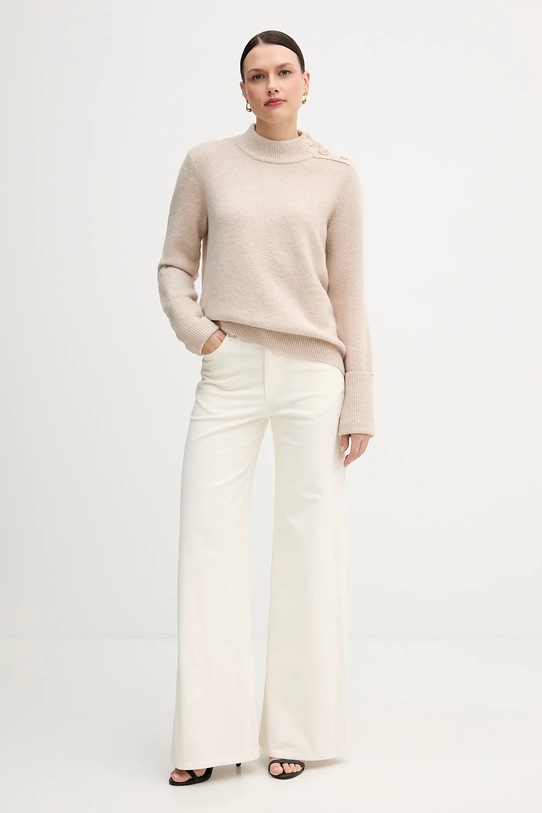 Marc Aurel sweter z domieszką wełny 8064.8000.82028 beżowy AW25