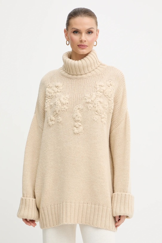 Marciano Guess sweter z dodatkiem wełny AHLAM aplikacja beżowy 5BGR28.5895Z