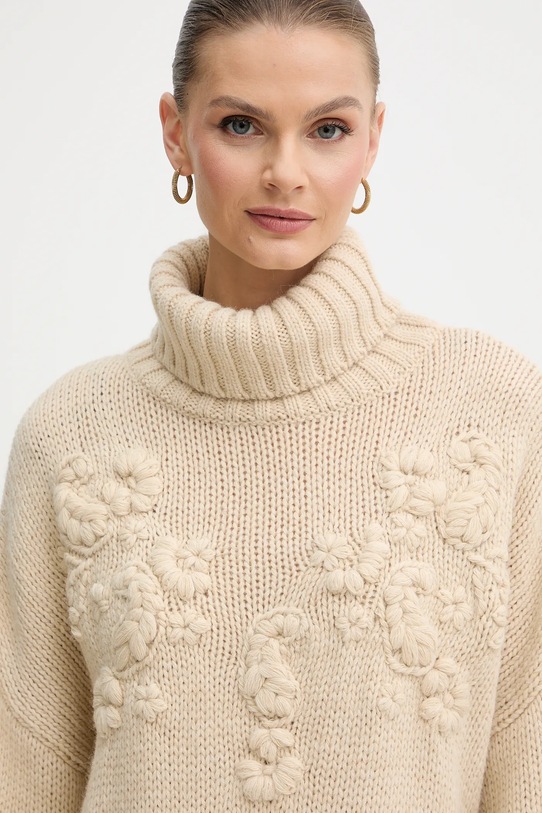 Marciano Guess sweter z dodatkiem wełny AHLAM beżowy 5BGR28.5895Z