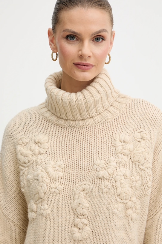 Marciano Guess sweter z dodatkiem wełny AHLAM beżowy 5BGR28.5895Z